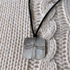 Lia Sophia black leather pendant necklace